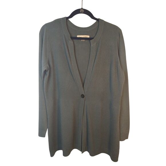 Soft by Avenue Women’s 14/16 Gray Single Button Long Cardigan Sweater - Picture 2 of 8